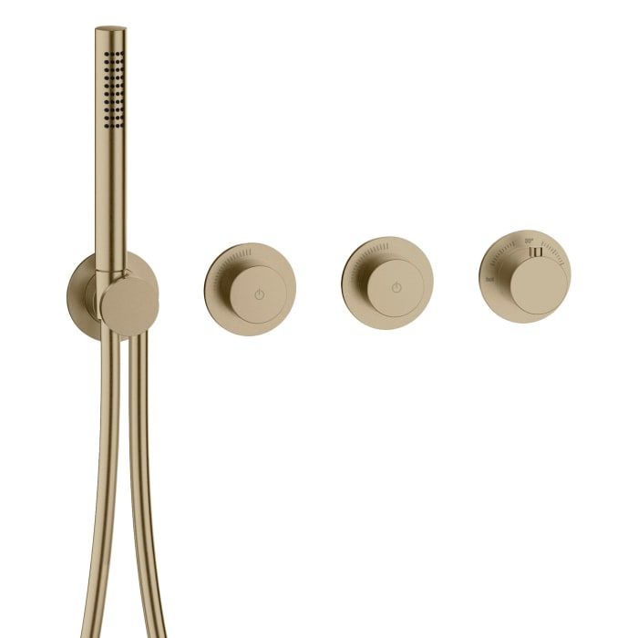 Herzbach MODUL7 PVD BRASS STEEL PUSH Thermostat Farbset für 2 Verbraucher