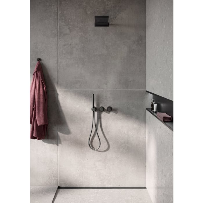 Herzbach MODUL7 BLACK Duschsystem T-MU2 mit Thermostat und Regenbrause eckig