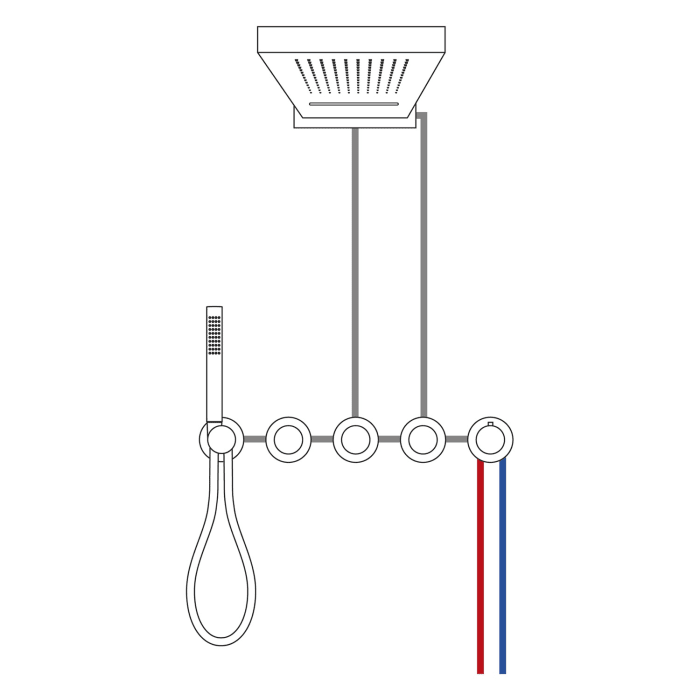 Herzbach MODUL7 BLACK Duschsystem P-MU2 mit PUSH Thermostat und Regenbrause eckig
