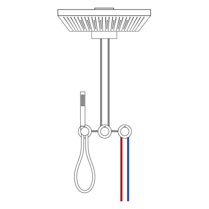 Herzbach MODUL7 BLACK Duschsystem T-TF2 mit Thermostat und Regenbrause TWIN FLOW