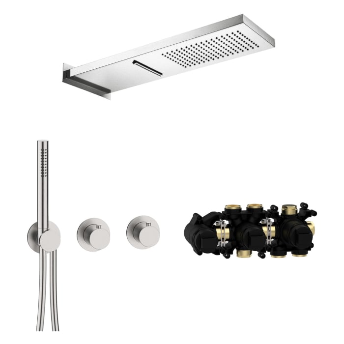 Herzbach MODUL7 IX Duschsystem T-MU2 mit Thermostat und Regenbrause eckig