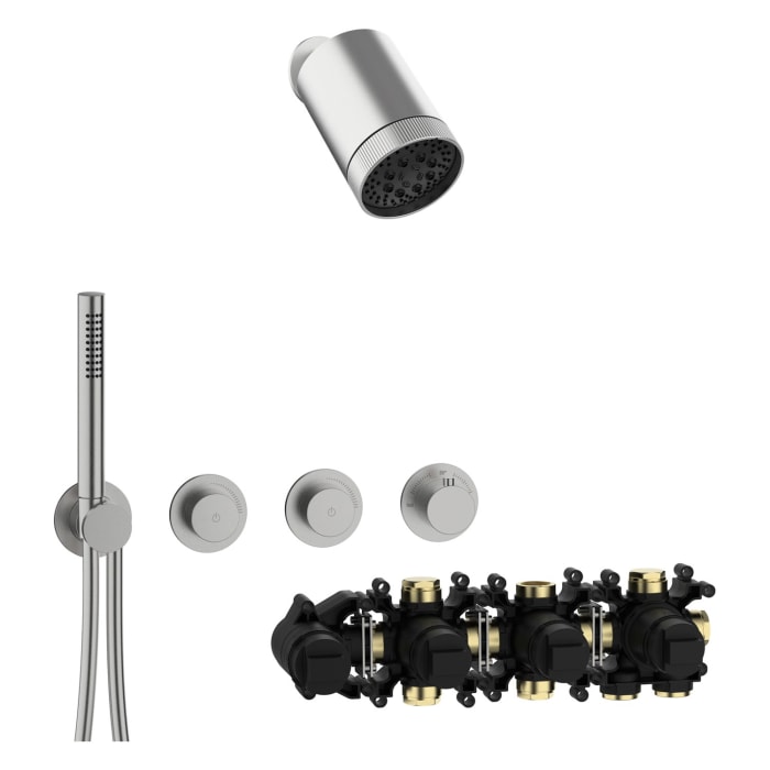Herzbach MODUL7 IX Duschsystem P-SP3 mit PUSH Thermostat und Kopfbrause SPOT