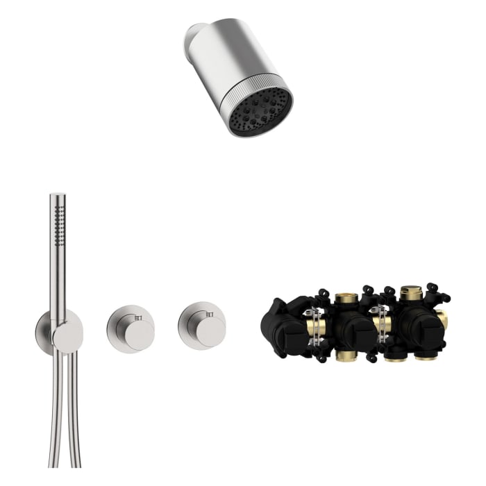 Herzbach MODUL7 IX Duschsystem T-SP3 mit Thermostat und Kopfbrause SPOT