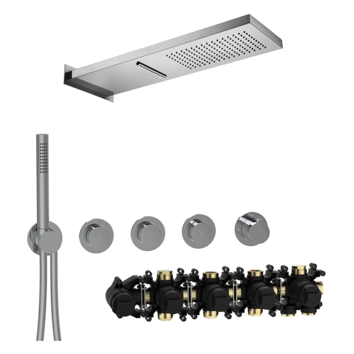 Herzbach MODUL7 Duschsystem P-MU2 mit PUSH Thermostat und Regenbrause eckig