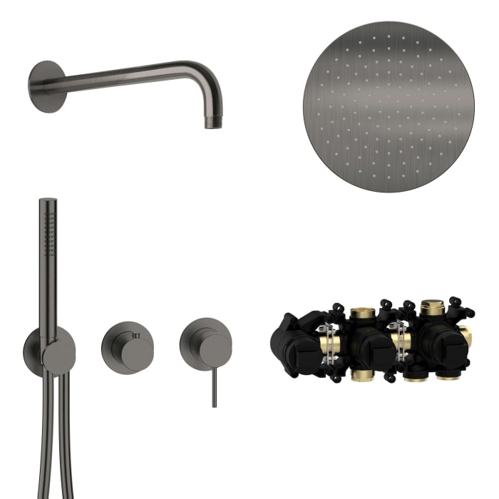 Herzbach MODUL7 Duschsystem H-RB250 mit Hebelmischer und Kopfbrause rund