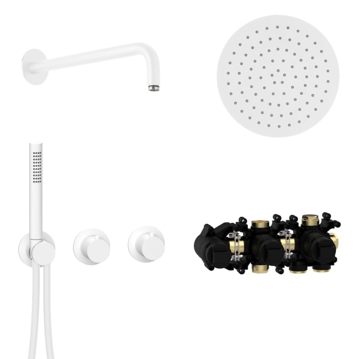 Herzbach MODUL7 Duschsystem T-RB250 mit Thermostat und Kopfbrause rund
