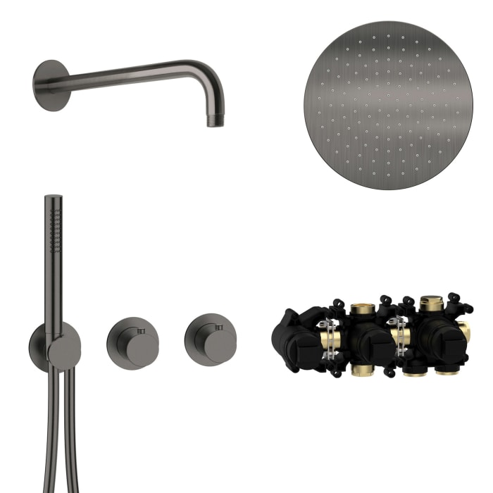 Herzbach MODUL7 Duschsystem T-RB250 mit Thermostat und Kopfbrause rund