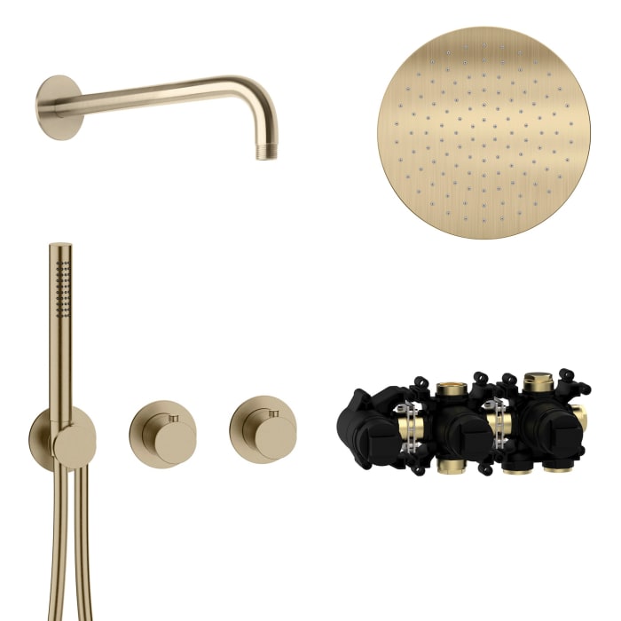 Herzbach MODUL7 Duschsystem T-RB250 mit Thermostat und Kopfbrause rund