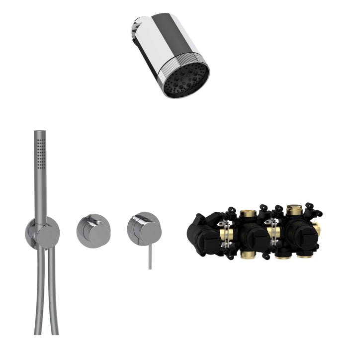 Herzbach MODUL7 Duschsystem H-SP3 mit Hebelmischer und Kopfbrause SPOT