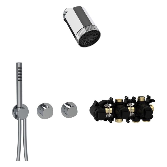 Herzbach MODUL7 Duschsystem T-SP3 mit Thermostat und Kopfbrause SPOT