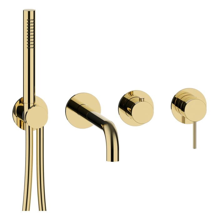 Herzbach MODUL7 PVD GOLD Hebelmischer Farbset für 2 Verbraucher mit Wanneneinlauf