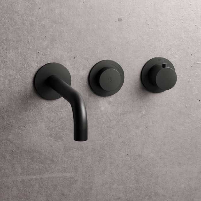 Herzbach MODUL7 BLACK PUSH Waschtisch-Thermostat Farbset Ausladung 21 cm