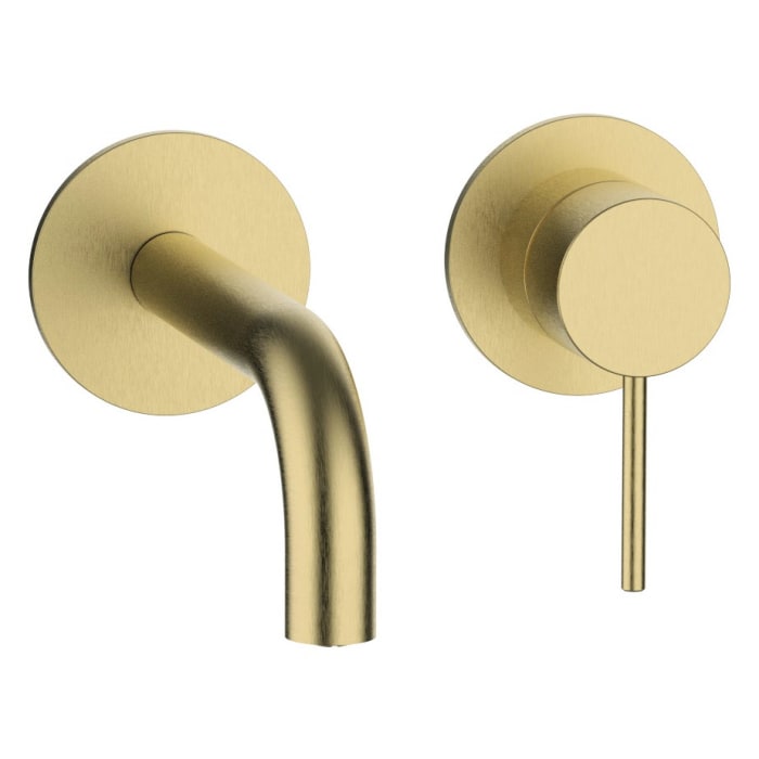 Herzbach MODUL7 IX PVD BRASS STEEL Waschtisch-Wandbatterie Farbset Ausladung 16 cm