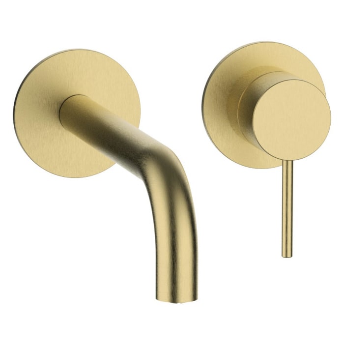 Herzbach MODUL7 IX PVD BRASS STEEL Waschtisch-Wandbatterie Farbset Ausladung 21 cm