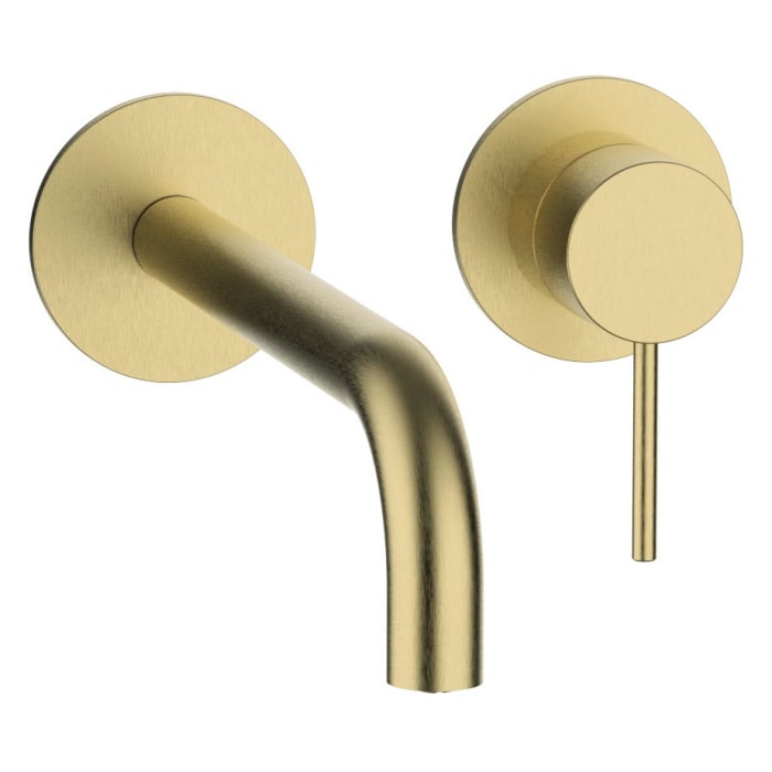 Herzbach MODUL7 IX PVD BRASS STEEL Waschtisch-Wandbatterie Farbset Ausladung 24 cm