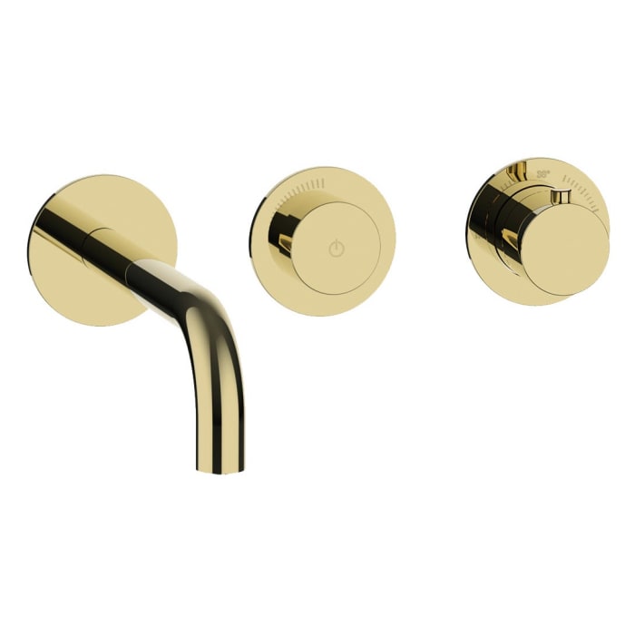 Herzbach MODUL7 PVD GOLD PUSH Waschtisch-Thermostat Farbset Ausladung 21 cm