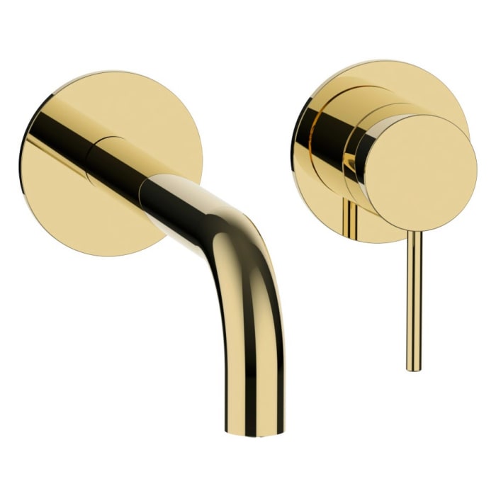 Herzbach MODUL7 PVD GOLD Waschtisch-Wandbatterie Farbset Ausladung 21 cm