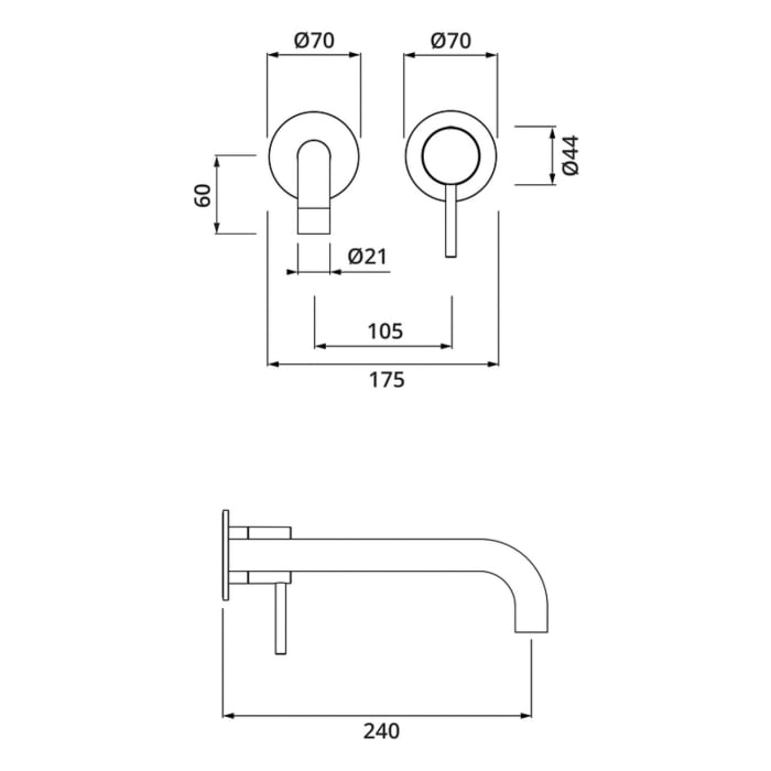 Herzbach MODUL7 Waschtisch-Wandbatterie Farbset Ausladung 24 cm