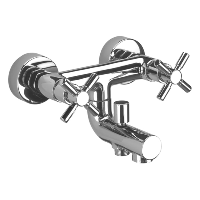 Herzbach STILO Wannenfüll- und Brausebatterie Aufputz, Auslauf unten