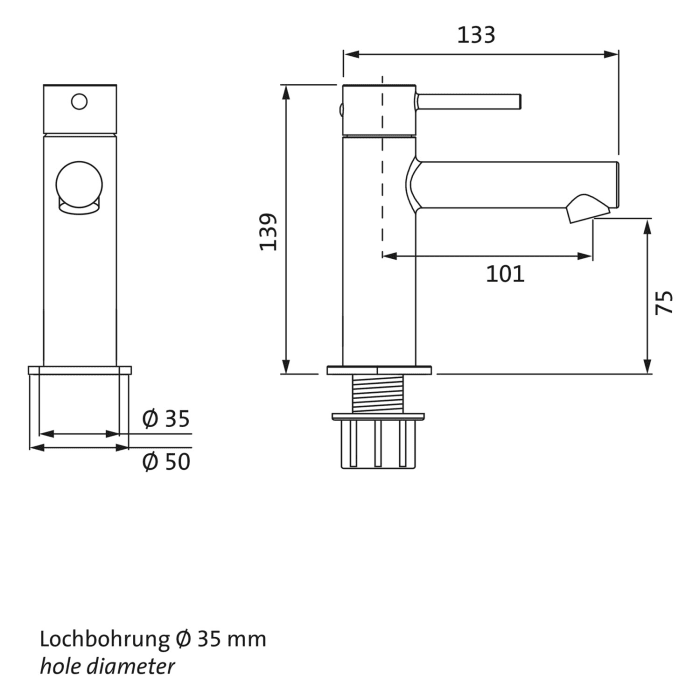 Herzbach SIRO BLACK Kaltwasser-Waschtisch-Standventil