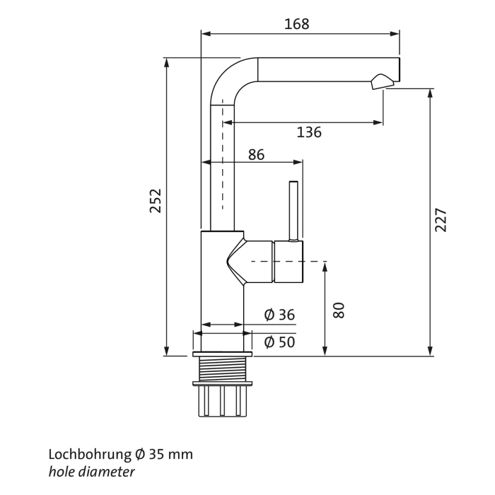 Herzbach SIRO GREY Waschtisch-Einlochbatterie L-Size