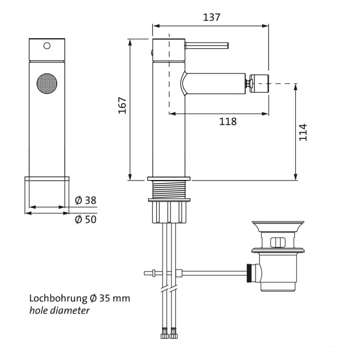 Herzbach SIRO PVD GOLD Bidet-Einlochbatterie
