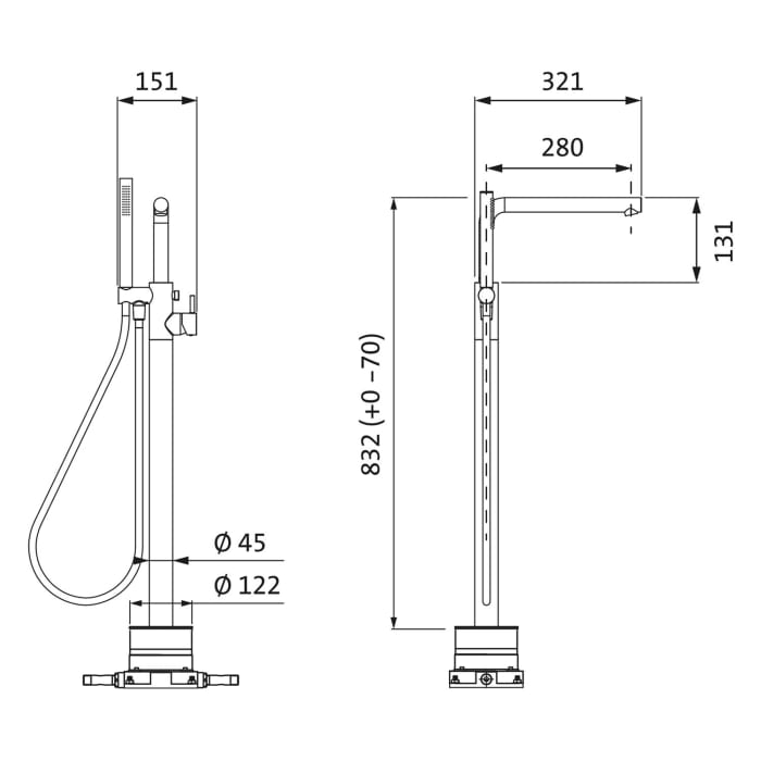 Herzbach SIRO PVD GOLD Wanneneinlaufsäule