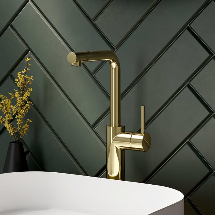 Herzbach SIRO PVD GOLD Waschtisch-Einlochbatterie XL-Size