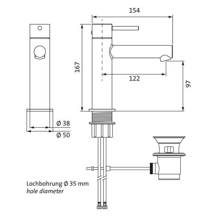 Herzbach SIRO Waschtisch-Einlochbatterie M-Size