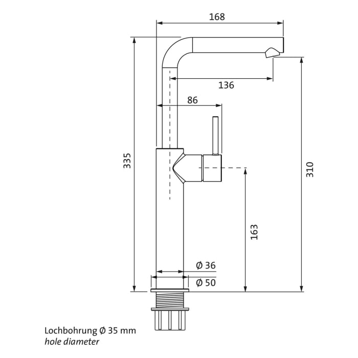 Herzbach SIRO Waschtisch-Einlochbatterie XL-Size