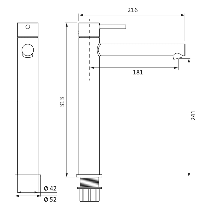 Herzbach SIRO Waschtisch-Einlochbatterie XL-Size