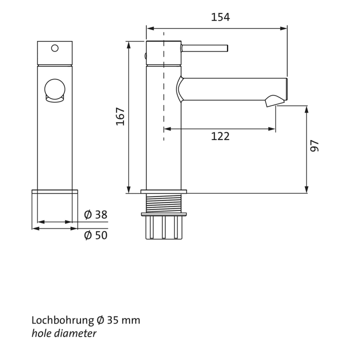Herzbach SIRO WHITE Waschtisch-Einlochbatterie M-Size