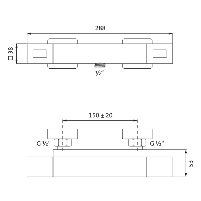 Herzbach LIVING Aufputz Thermostat-Brausebatterie soft, mit CoolBody Armaturenkörper