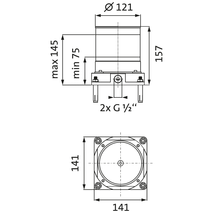 Herzbach LOGIC Standbatterie Universal-Einbaukörper für Wannenstandarmaturen