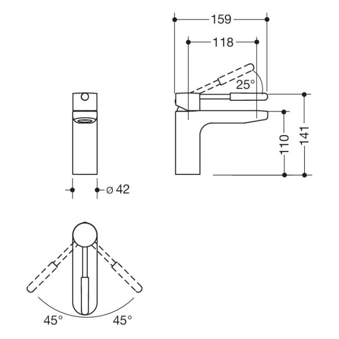 HEWI Sensoric Einhebel-Waschtischmischer, mit farbigem Griffelement aus Polyamid
