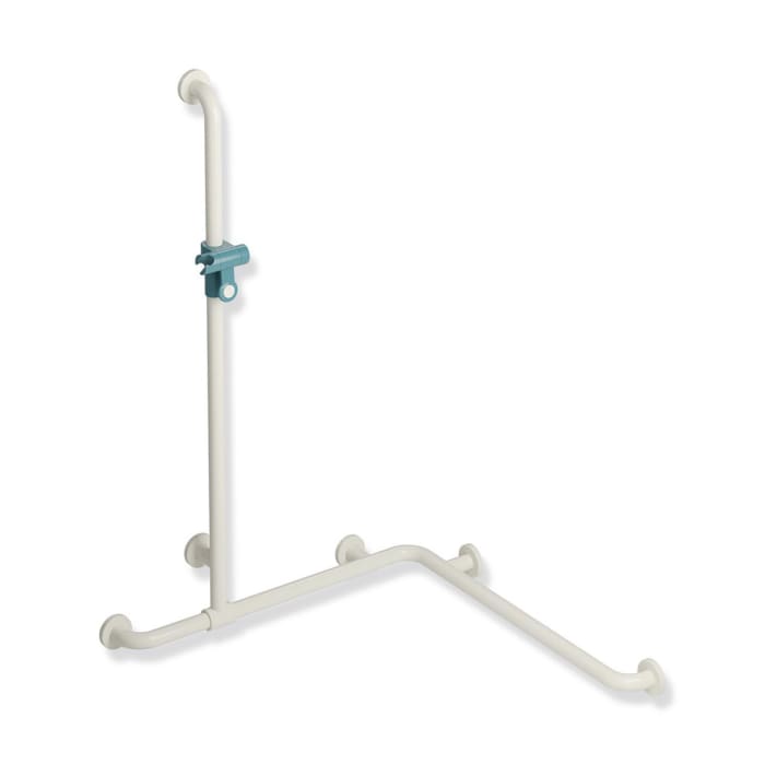 HEWI Serie 801 Duschhandlauf 79,7 x 117 cm mit verschiebbarer Brausehalterstange