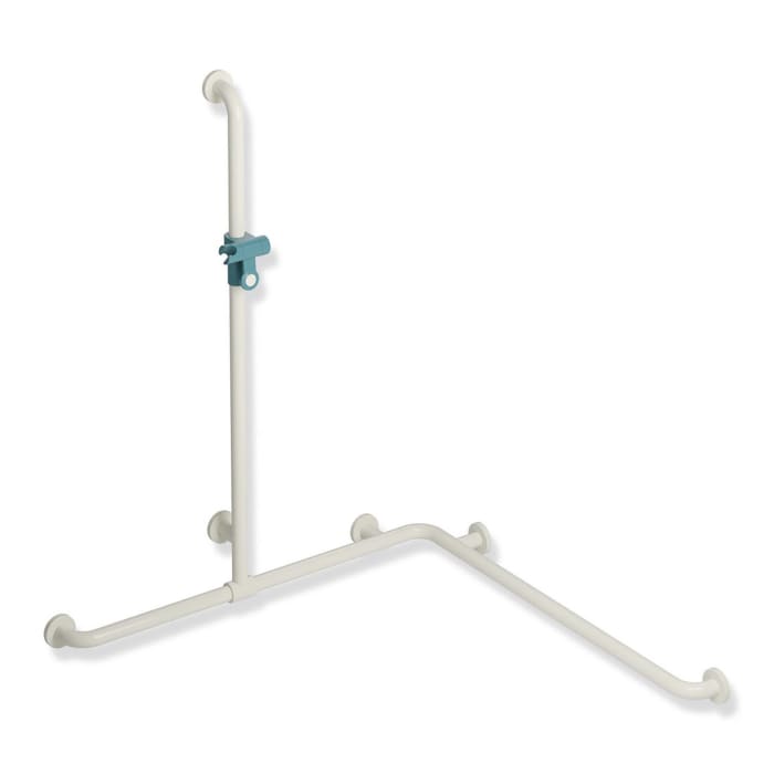 HEWI Serie 801 Duschhandlauf 99,7 x 117 cm mit verschiebbarer Brausehalterstange