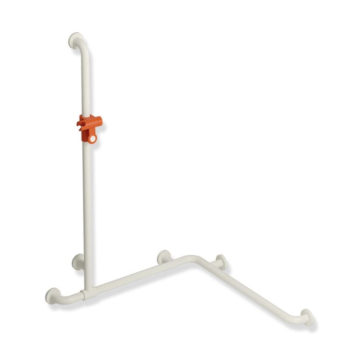 HEWI Serie 801 Duschhandlauf 79,7 x 117 cm mit verschiebbarer Brausehalterstange