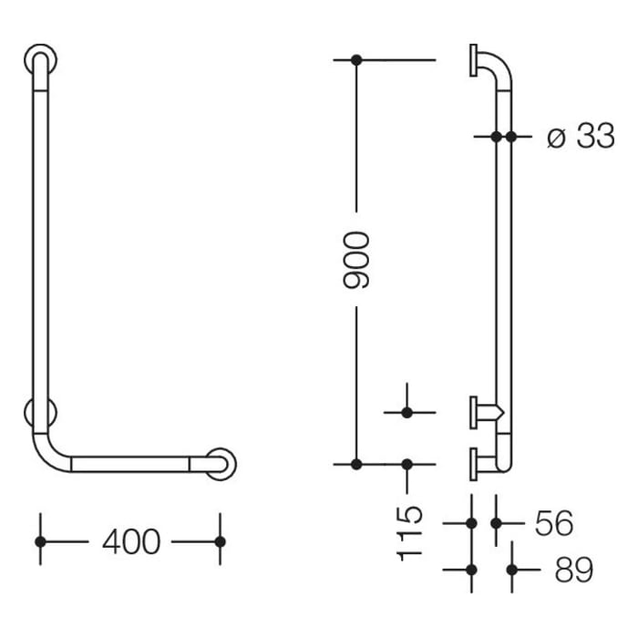 HEWI Serie 801 Winkelgriff 47 x 97 cm