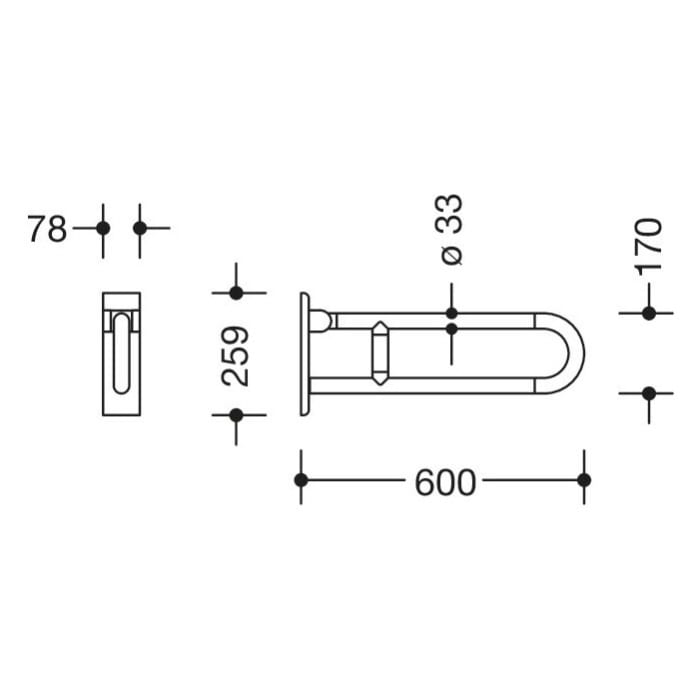 HEWI Serie 801 Stützklappgriff 60 cm
