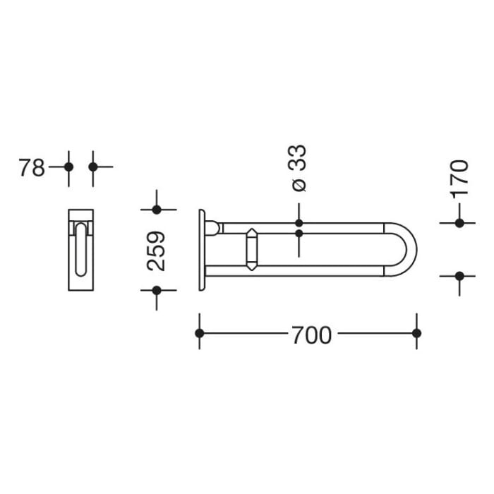 HEWI Serie 801 Stützklappgriff 70 cm