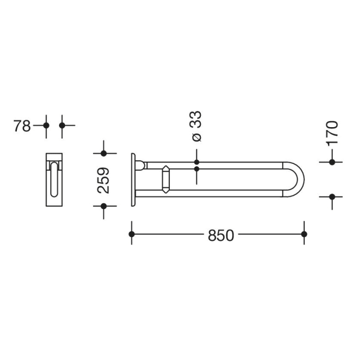 HEWI Serie 801 Stützklappgriff 85 cm