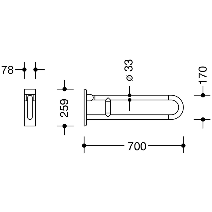 HEWI Serie 477/801 Stützklappgriff, drehbar