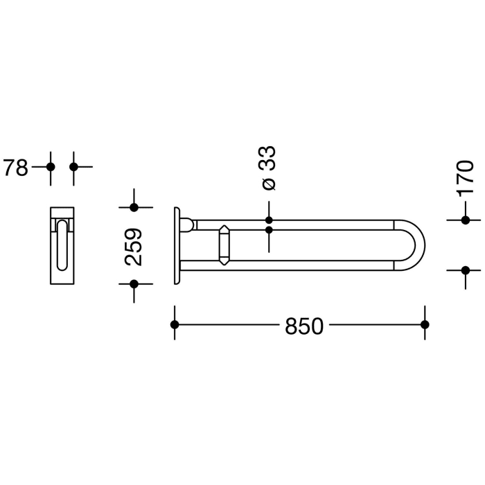 HEWI Serie 477/801 Stützklappgriff, drehbar