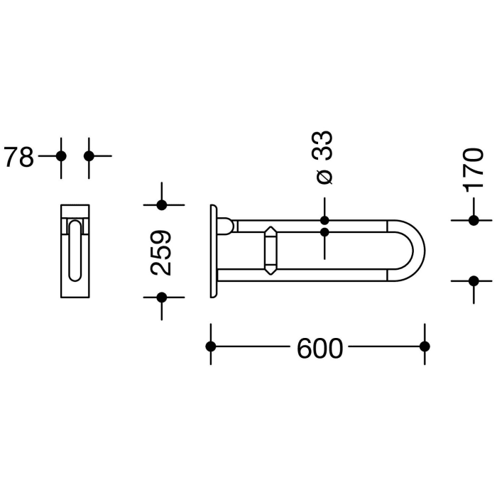 HEWI Serie 477/801 Stützklappgriff, drehbar
