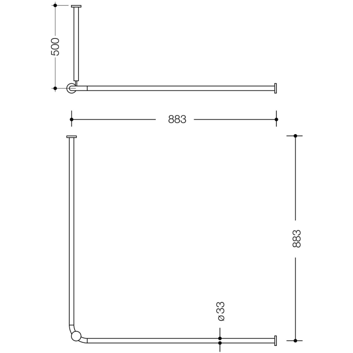 HEWI Serie 477/801 Vorhangstange mit Deckenabhängung