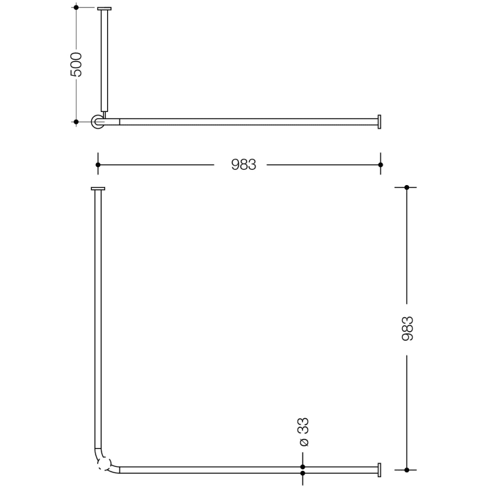 HEWI Serie 477/801 Vorhangstange mit Deckenabhängung