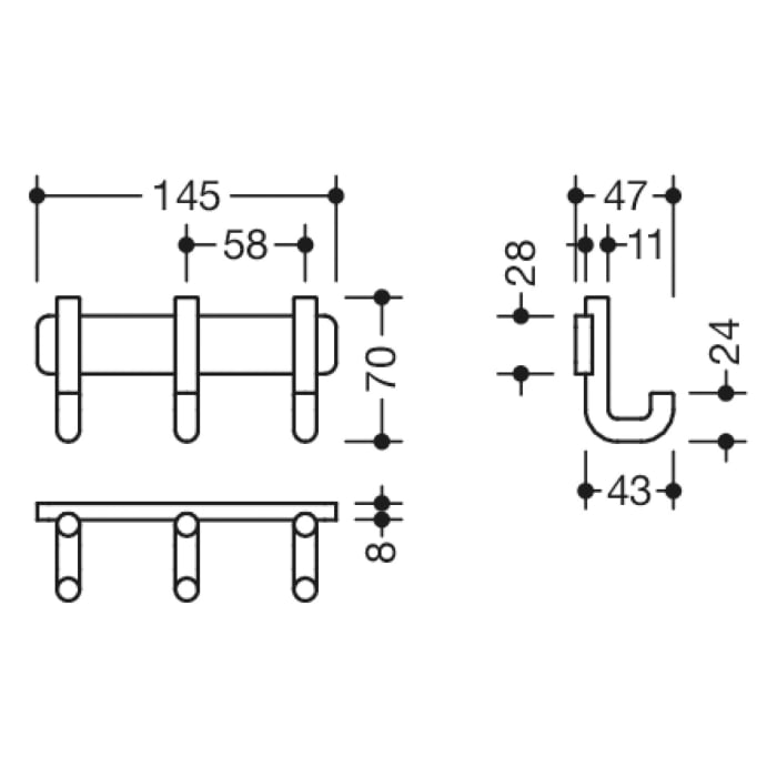 HEWI Serie 480 Hakenleiste