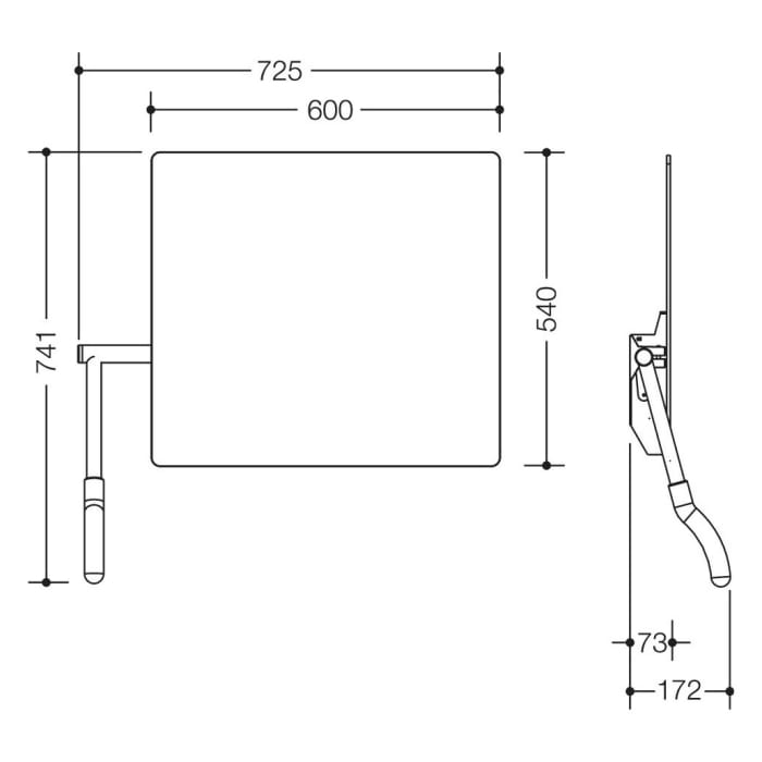 HEWI Serie 802 LifeSystem Kippspiegel, Hebel links