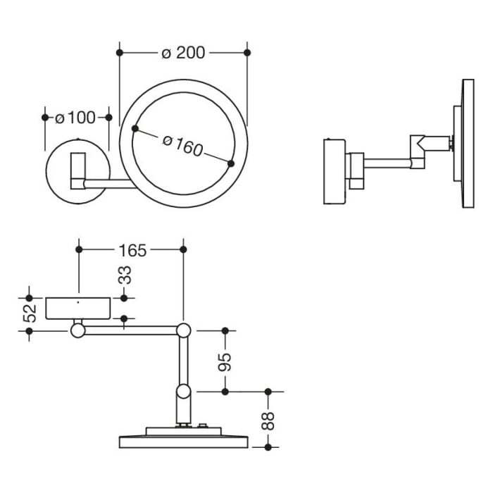 HEWI Serie 950 Kosmetikspiegel, beleuchtet